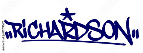Richardson graffiti tag in urban street art style, hand drawn lettering vector on transparent background.

