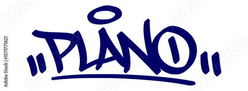 Plano graffiti tag in urban street art style, hand drawn lettering vector on transparent background.
