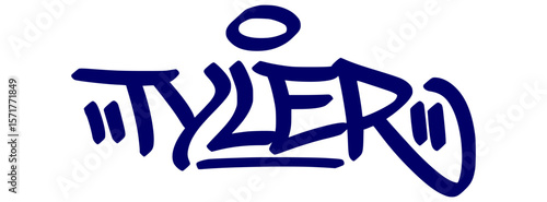Tyler graffiti tag in urban street art style, hand drawn lettering vector on transparent background.
