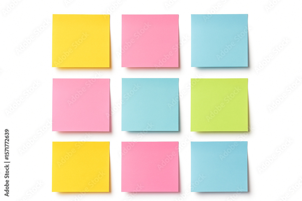 Colourful sticky notes on white background Colourful sticky notes on white background