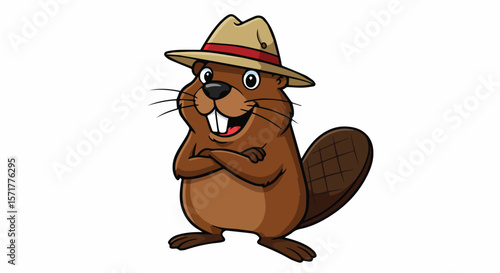 Smiling Beaver Wearing a Hat