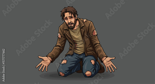 Sad Man Kneeling