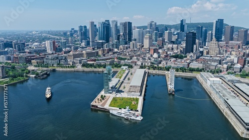 Canvas Print Montreal Skyline with Downtown and Old Port on a Summer Day