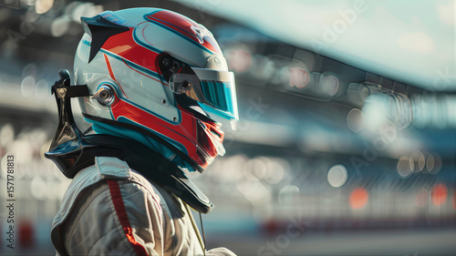 Racing driver formula 1 world champion competition wearing helmet grand prix. Motor racing, racecar racing suit. Racing circuit victorious celebration. Racer helmet motorsport vintage race track