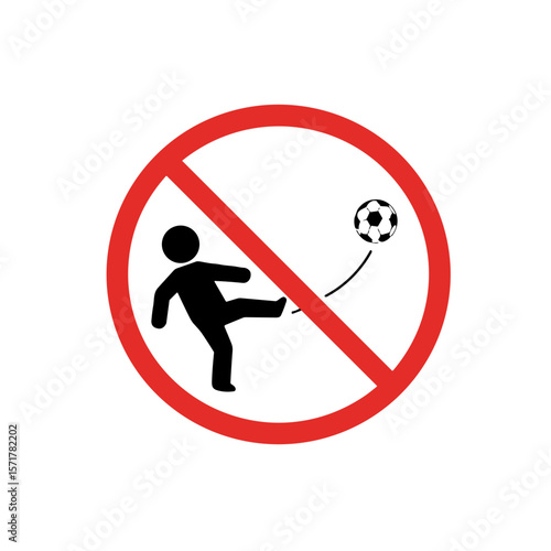 Sign prohibiting playing with a ball in public places. SVG on transparent background. intended for public places and urban environment