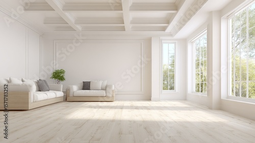 Empty, bright living room