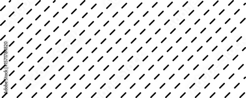 Diagonal dashed lines black on white background, stripes grid, mesh pattern with dashes, seamless repeatable