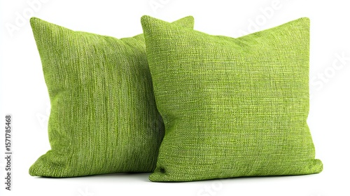 Two stylish green cushions isolated on white