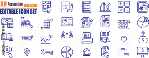 Accounting set of web icons in line style. Accounting and audit icons for web and mobile app.