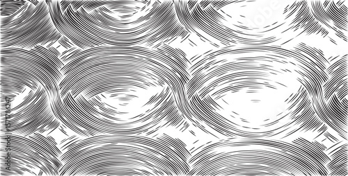 Swirled and curled stripes and brush strokes texture. Marble or acrylic artwork imitation. Cool and swirly background. Abstract vector illustration. Black isolated on white. EPS10