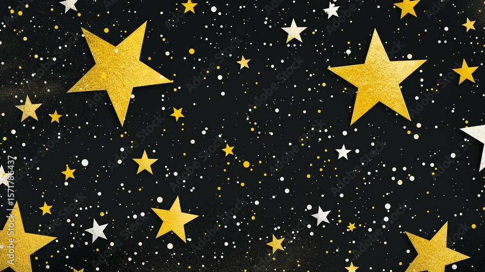 Obraz premium bright yellow stars on black backdrop