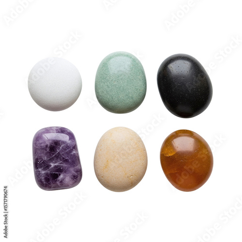 Photography Set of colorful spa and healing stones