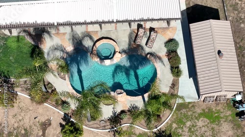 aerial view of pool, 4k, drone view