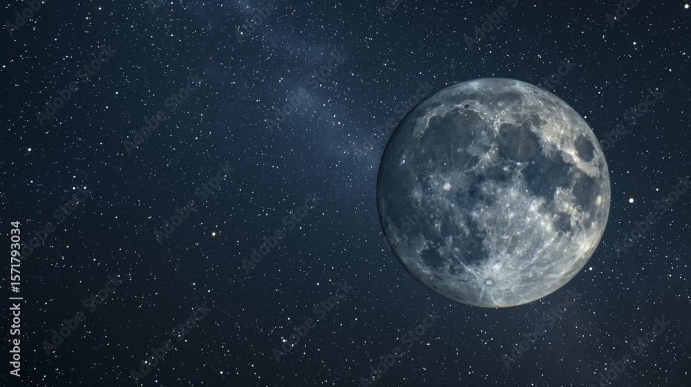 full moon and stars in space full moon and stars in space