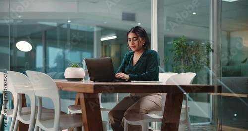 Wallpaper Mural Business woman, tablet or typing with laptop for schedule, planning or task in office. Female person, event planner or coordinator with technology or computer for company agenda or ideas in workplace Torontodigital.ca