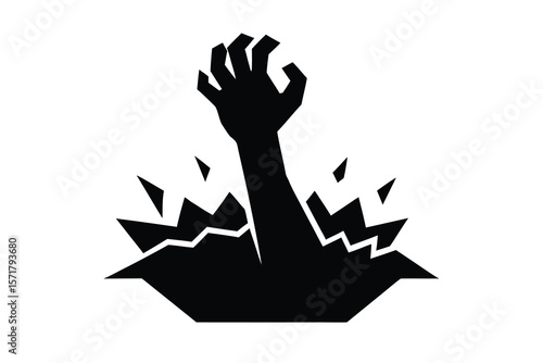 zombie arm breaking ground vector icon