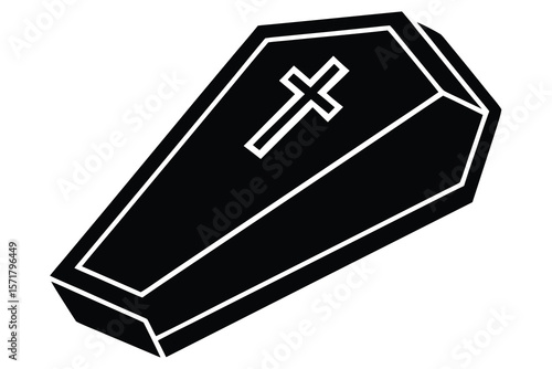 coffin with cross vector icon