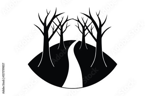 eerie forest path vector icon