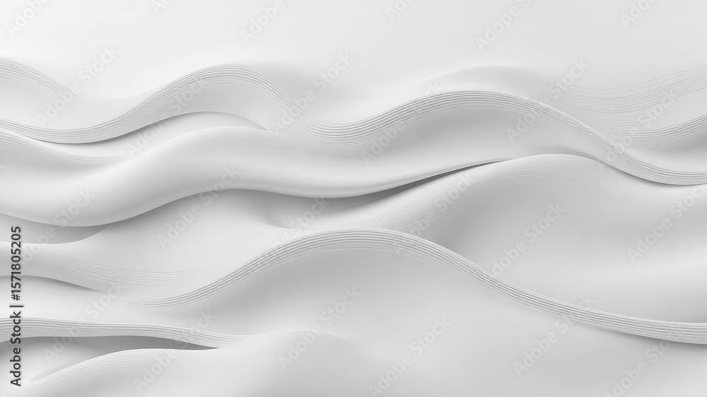 Obraz premium Abstract white background with smooth wavy lines creating a soft and elegant visual texture effect