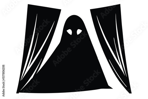 phantom behind curtain vector icon