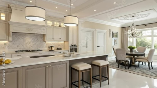 Luxury kitchen design ideas: modern cabinets, island, lighting and dining area inspiration