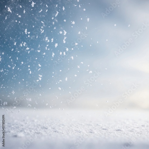 Wallpaper Mural Snowflakes falling on fresh white snow surface. Winter nature background with copy space for new year and Christmas card. Torontodigital.ca