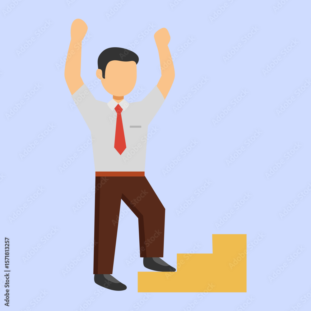 Vector Illustration Businessman Climbing Stairs to Success Vector Illustration Businessman Climbing Stairs to Success