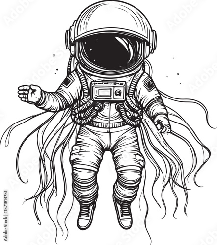 Cosmic Wanderer: Astronaut with Ethereal Trails