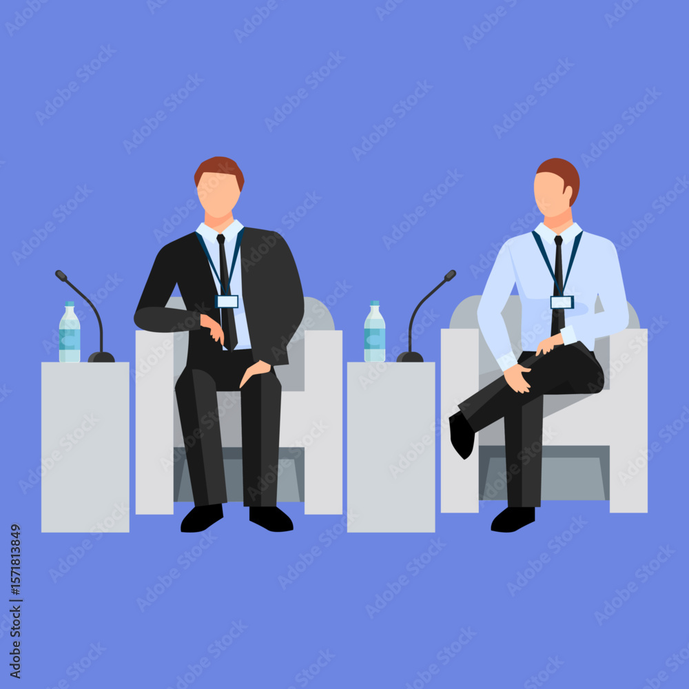 Obraz premium Conference Vector Illustration Two Businessmen