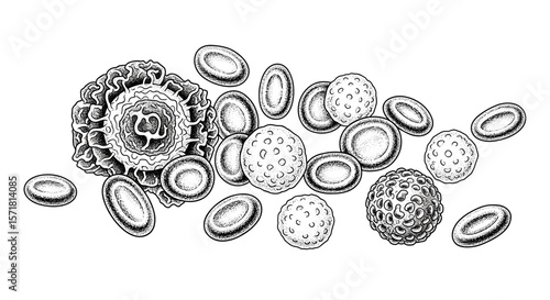  Vintage sketch doodle red blood cells