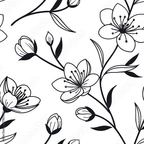 Minimalist Line Art Flowers – Black and White:
Beautiful seamless pattern of minimalist line art flowers in black and white. Perfect for elegant invitations, wallpapers, and modern home decor.