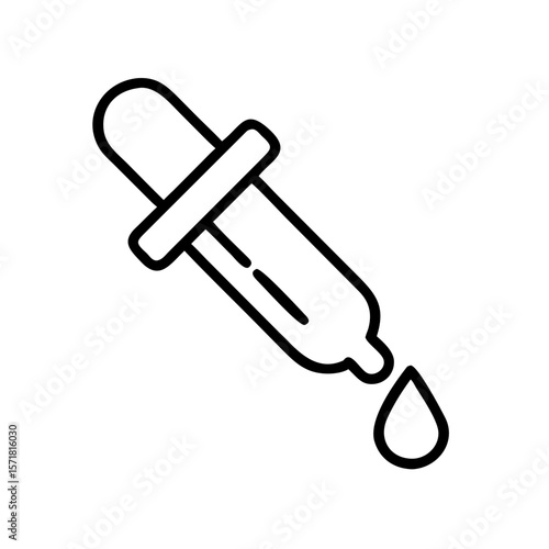 Dropper with liquid dripping in minimalist line art style  