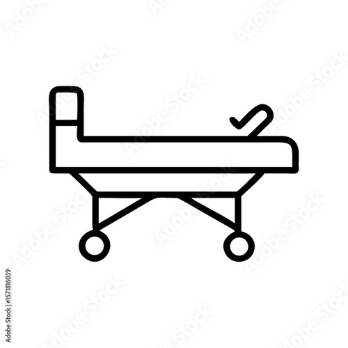 Hospital bed icon in minimalist line drawing style  