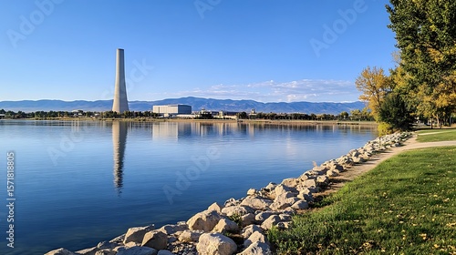 Wallpaper Mural Panoramic Industrial Landscape Featuring a Nuclear Power Station, Emphasizing Pollution, Emissions, and Their Role in Accelerating Global Climate Crisis Torontodigital.ca
