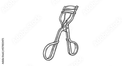 Vintage sketch doodle retro eyelash curler illustration