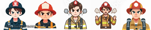angry expression fire extinguisher character vector