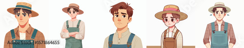 sad expression farmer character vector
