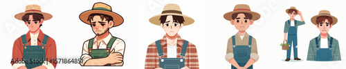 sad expression farmer character vector