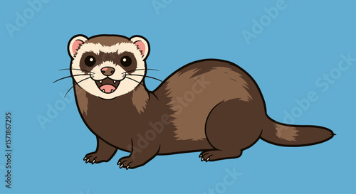 Vector Illustration of Smiling Ferret – Cute Cartoon Animal Character for Pet or Wildlife Designs