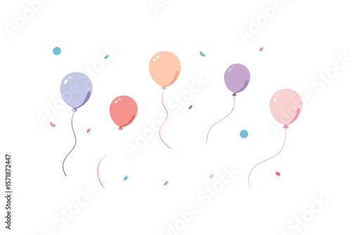 Wallpaper Mural Watercolor Spots With Floating Balloons And Streamers Torontodigital.ca