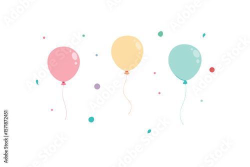 Wallpaper Mural Watercolor Spots With Floating Balloons And Streamers Torontodigital.ca