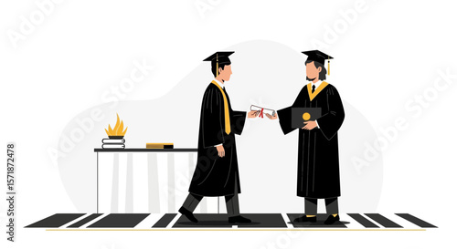 Achieving Academic Goals At The Graduation Ceremony For A Student Receiving Diploma