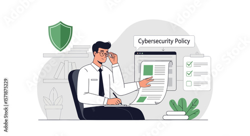 Analyst Reviewing Cybersecurity Policy Data For Risk Mitigation Strategy