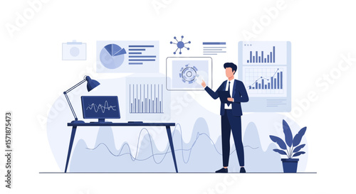 Analyzing Business Data And Trends Presentation By Professional Businessman