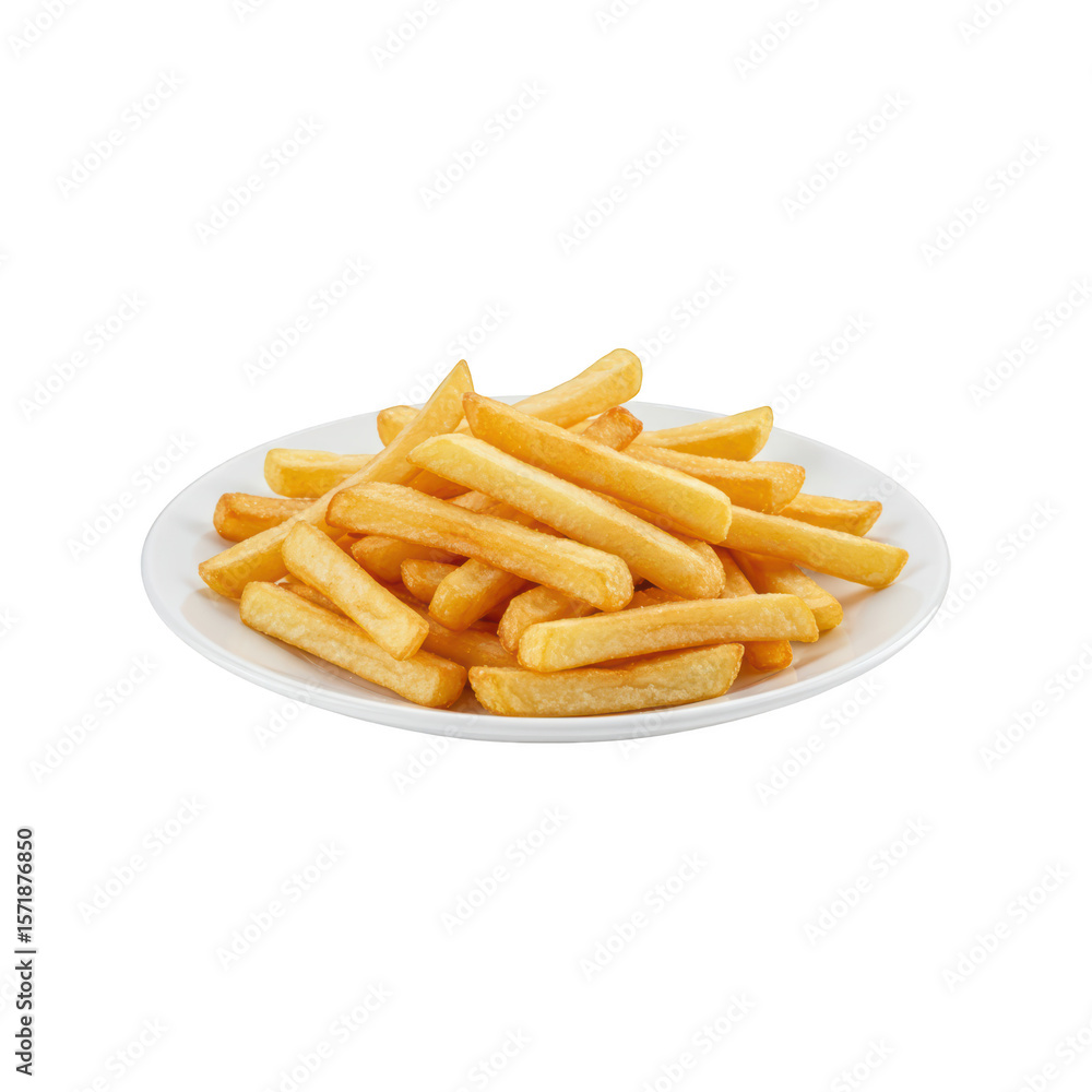 Golden Brown Crispy French Fries Served on a White Plate with a Black Background a Delicious Snack or Side Dish Golden Brown Crispy French Fries Served on a White Plate with a Black Background a Delicious Snack or Side Dish