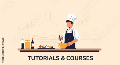 Chef Preparing Food In A Kitchen Setting for Culinary Tutorials And Online Courses
