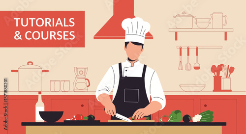 Chef Preparing Healthy Meal In The Kitchen For Online Tutorials And Courses