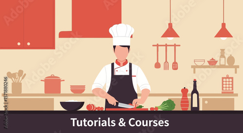 Chef Preparing Meal In Professional Kitchen For Online Tutorials And Courses