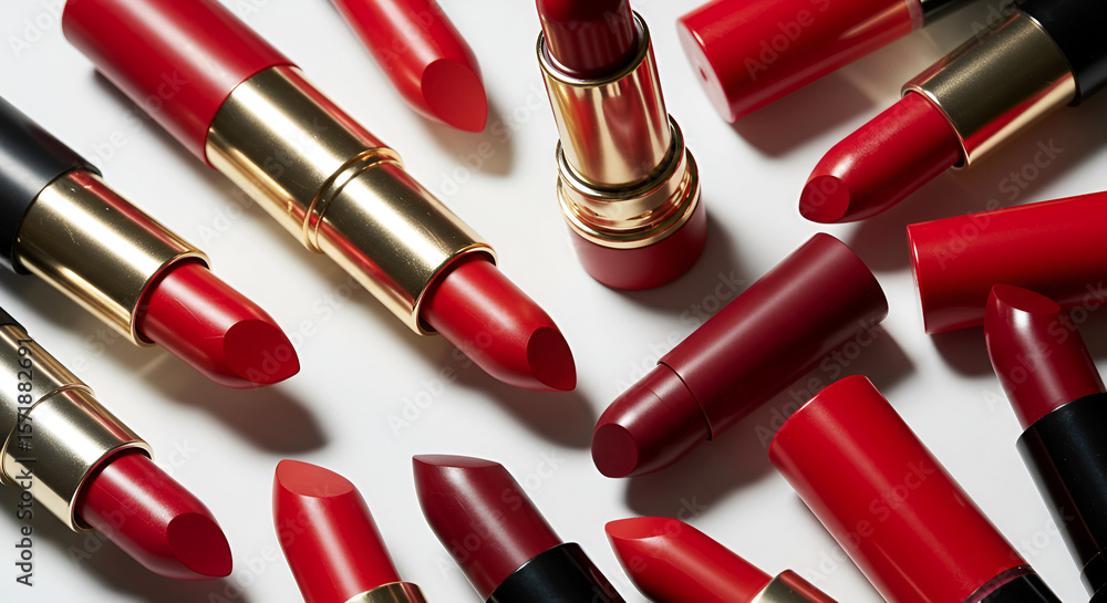 Obraz premium Radiant collection of crimson lipsticks