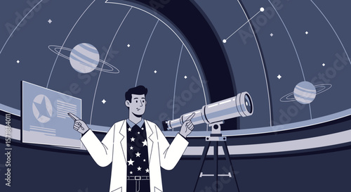 Astronomer Explains Planets in Modern Planetarium Universe Observation Science